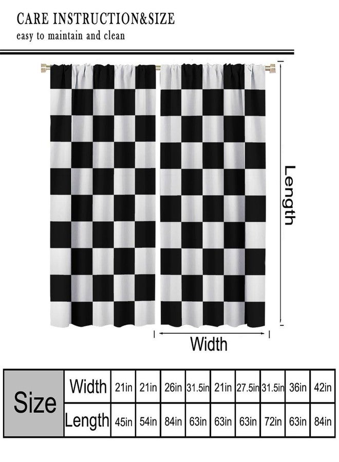 YSWOW Racing Curtains for Kids Bedroom Decor Simple Black and White Checkered Flag Pattern Art Printed Window Drapes W21xL45in Decor - Image 2